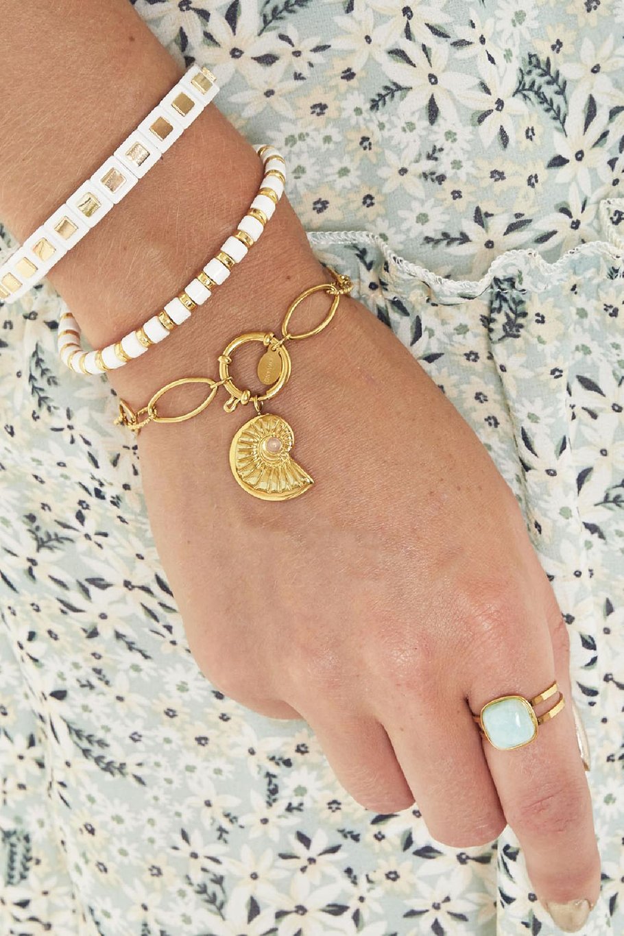 Armband Shell Around Goldfarbe Edelstahl Bild3